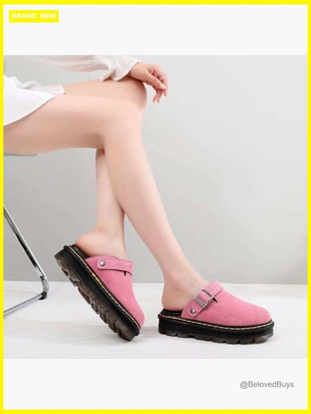 Platform Buckle Clogs Mules - Slip On Memory Foam Dressy Casual Shoes - Picture 3 of 7